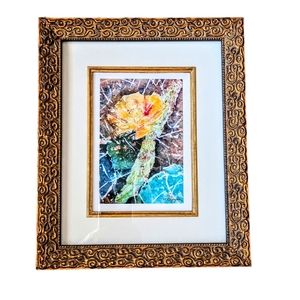 MK Boylen Abstract Framed Watercolor Print Signed Floral 12x10 in